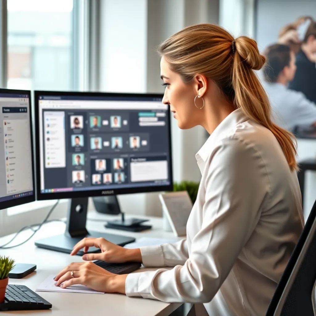 Professional die een online presentatie geeft vanuit een thuiskantoor met goede belichting en professionele opstelling